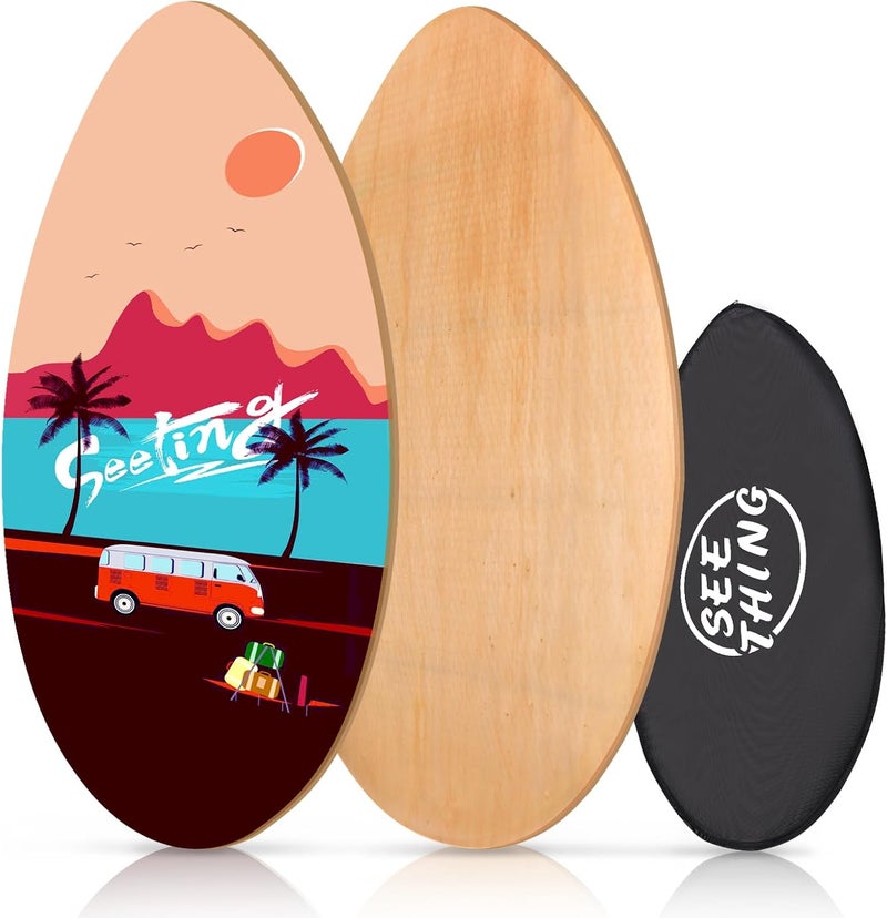 Seething 35 Inch Skimboard with High Gloss Coat Wood Skim Board for Beginners,Kids, Teenagers, Adults and All Skimming - Image 1